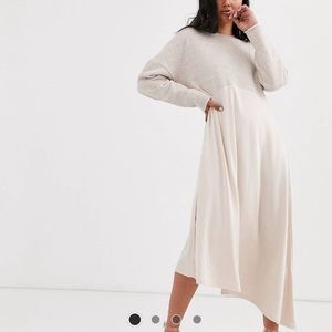 asos design sweat midi dress with slinky hem sz 8